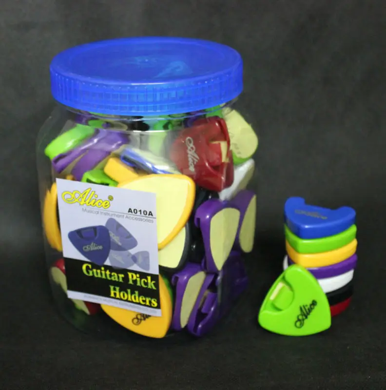 72pcs One Jar Triangle Shaped Guitar Picks Holders Case Box Can Stick Paste (wholesale drop