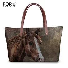 FORUDESIGNS/винтажная 3D сумка с принтом Crazy Horse, модная женская большая сумка на плечо, Женская Повседневная летняя пляжная сумка для девочек