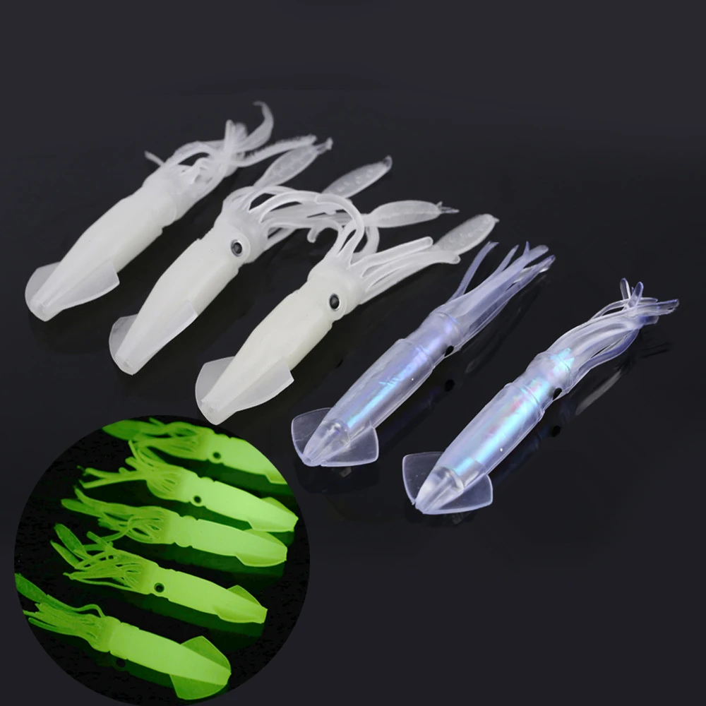5pcs 9cm Luminous Squid Lure Fishing Lures Durable Plastic Glow in Dark