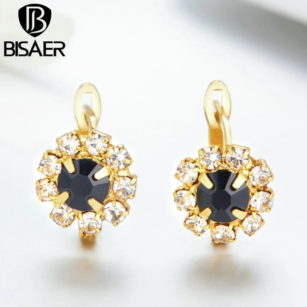 

Dropshipping Women Elegant Black Rhinestone Tiny Fish Stud Earring for Women Wedding Gold Color Jewelry Brincos Bijoux GSE149