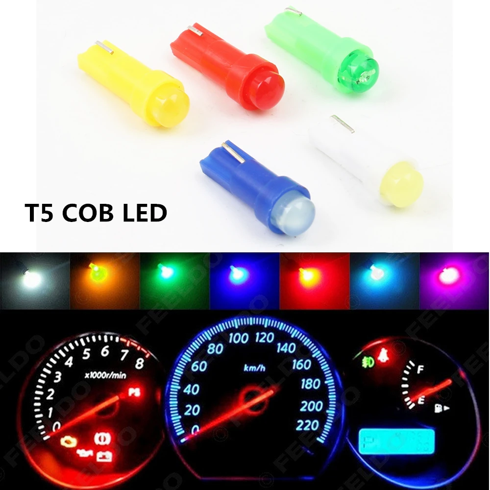 

10 pcs T5 led car dashboard light instrument automobile door Wedge Gauge reading lamp bulb 12V cob smd Car Styling for toyota