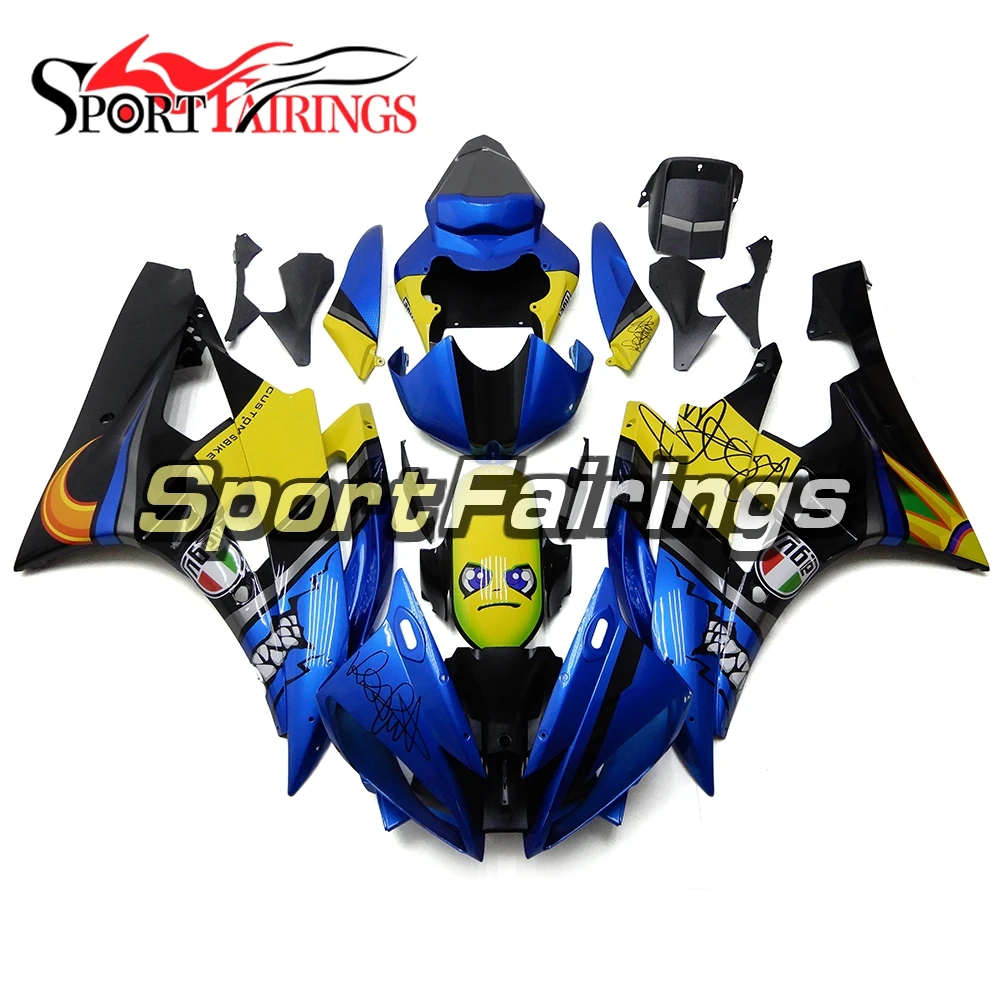 

ABS Plastic Injection Sportbike Fairings for Yamaha YZF600 R6 2006 2007 06 07 New Blue Yellow Complete Motorcycle Cowling Hull
