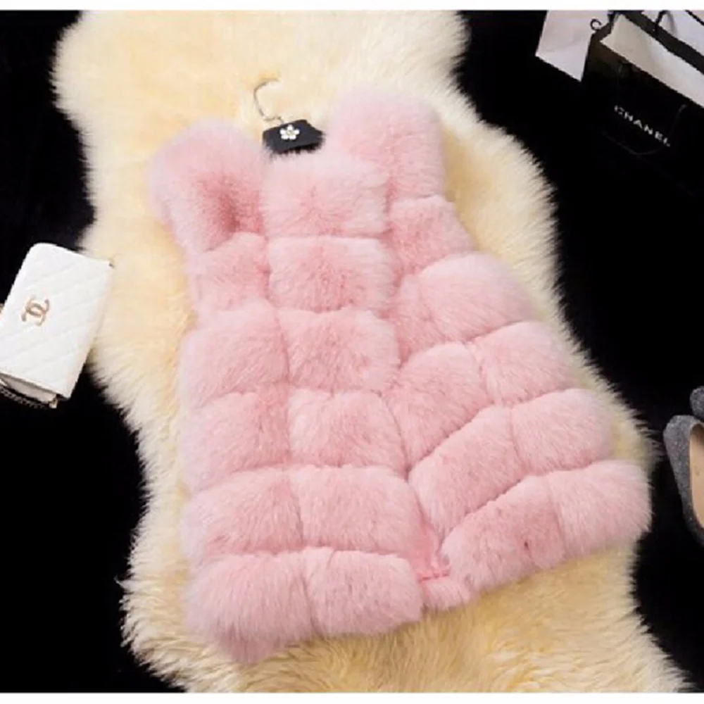 2019 New Fashion Women Faux Fur Coat Winter Casual Warm Slim Sleeveless Faux Vest Winter Fox Fur Jacket Women Casaco Feminino