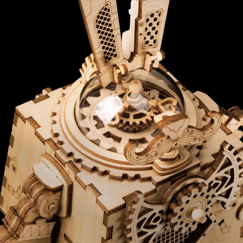 Robotime модель кролика Строительный набор деревянная 3D DIY с музыкальной коробкой
