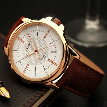 

YAZOLE Relogio Masculino Men Watches Top Brand Luxury Quartz Watch Men Fashion Business Male Clock Leather Waterproof Wristwatch