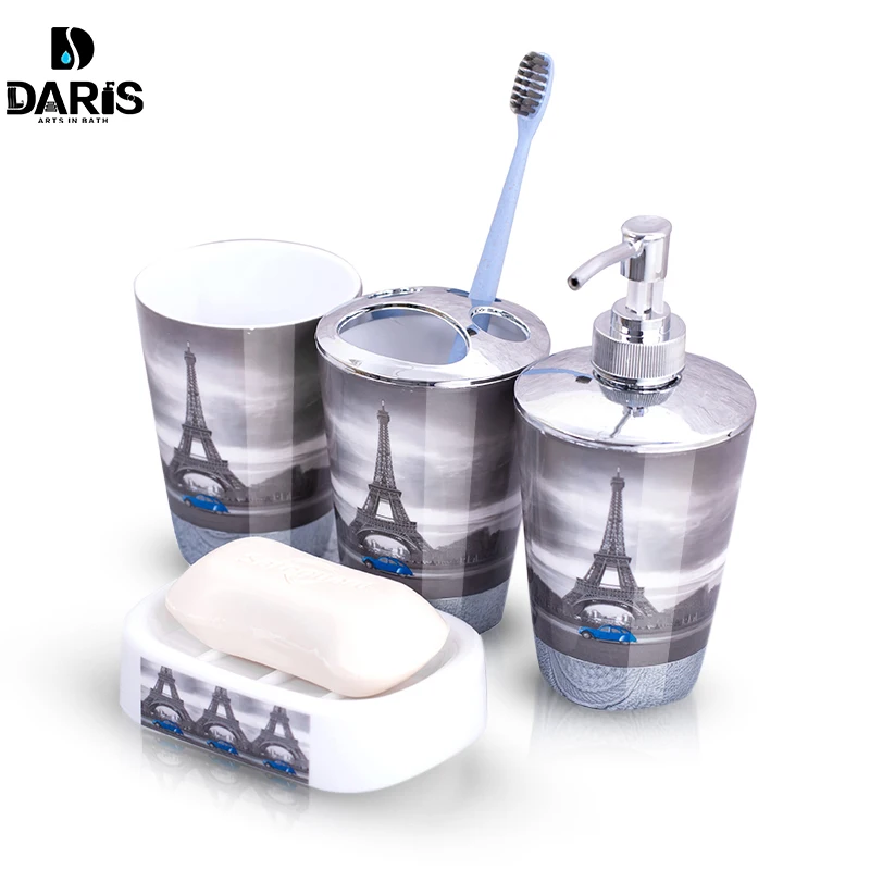 Online SDARISB plástico Audrey Hepburn retrato 6 juegos de lavado de baño y cepillo de tocador muebles accesorios de baño conjunto de baño