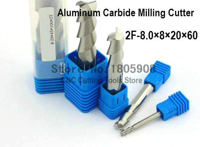 

2 Flute 2F*8.0*8*20*60 CNC tool tungsten alloy milling cutter special flat aluminum alloy cutter aluminum alloy milling cutter