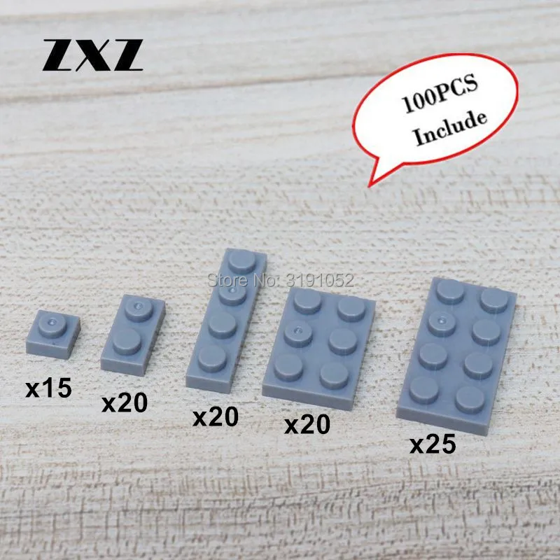 

ZXZ 100pcs Kids Learning Toys Plastic Building Blocks Compatible With Legoes Plate 1x1 1x2 1x4 2x3 2x4 Mix Models Bulk for Sales