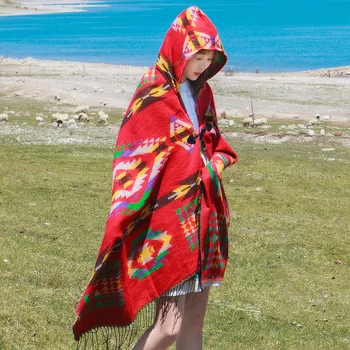 

Hooded cloak coat national wind shawl female cloak hooded thick warm bufandas invierno mujer echarpes femme 2019 poncho bufandas