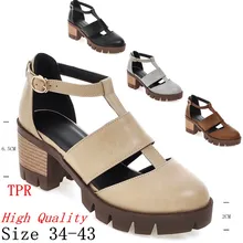 Cut-Outs Summer Casual Retro Women Brogue High Heel Shoes Pumps High Heels Gladiator Sandals Woman Plus Size 34-40.41.42.43