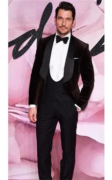 

Handsome Black Custom Made 3 PCs (Jacket+Pants+Vest+tie) Men Suits Wedding Suits for Men Groom Tuxedos Business Formal Suit
