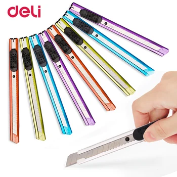 

Deli Stainless Steel Slide Utility Knife Colorful Plastic Handle Material Office School Supplies 0.4*9*80mm Size Manual Knife