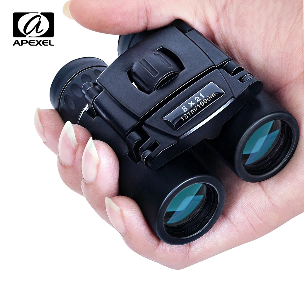 Meilleur APEXEL 8x21 jumelles Zoom Compact longue portée 1000 m pliant HD puissant Mini télescope BAK4 FMC optique chasse sport Camping