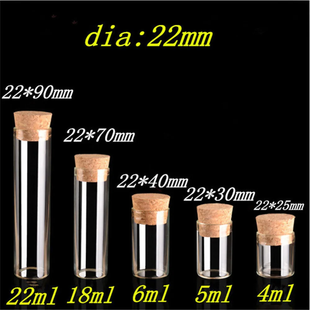 4ml 5ml 6ml 18ml 22ml 30ml Mini Glass Bottles Jars Storage for Sand Liquid Food Gifts Diy Bottles 24pcs