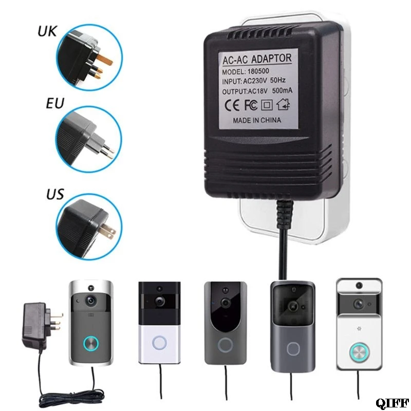 Прямая поставка и Великобритания/ЕС/США штекер питания адаптер трансформатор зарядное устройство для Wi-Fi видео домофон кольцо камера 11 июня