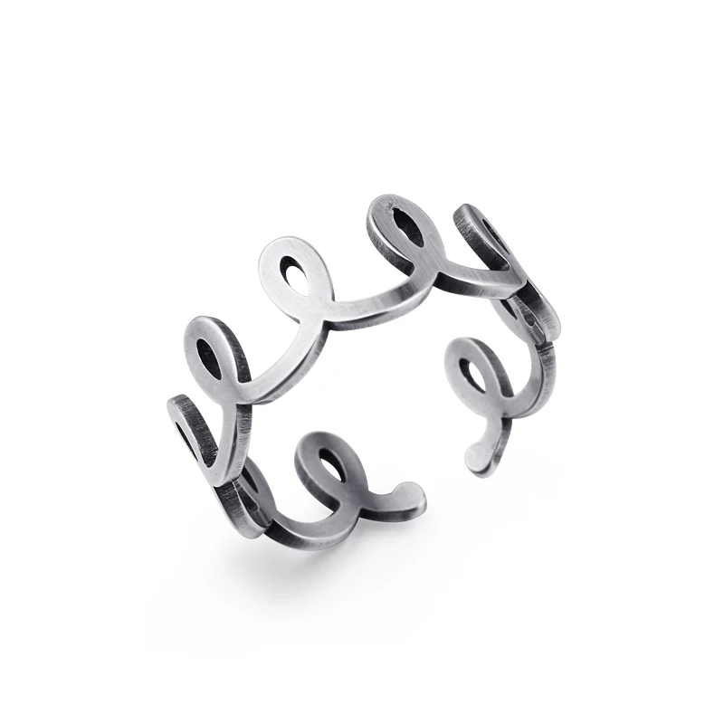 

Stainless Steel Open Ring Silver Color Simple And Random Winding Line Female Adjustable Ring In The Middle FemaleJewelryR102-T2