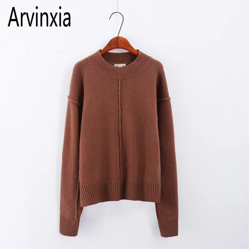 Arvinxia ZA новые базовые однотонные шерстяные женские свитера повседневные