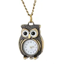 Мода ретро унисекс Винтаж Сова Подвеска Античная Цепочки и ожерелья стимпанк карманные Часы подарок высокое качество кулон кварцевые часы