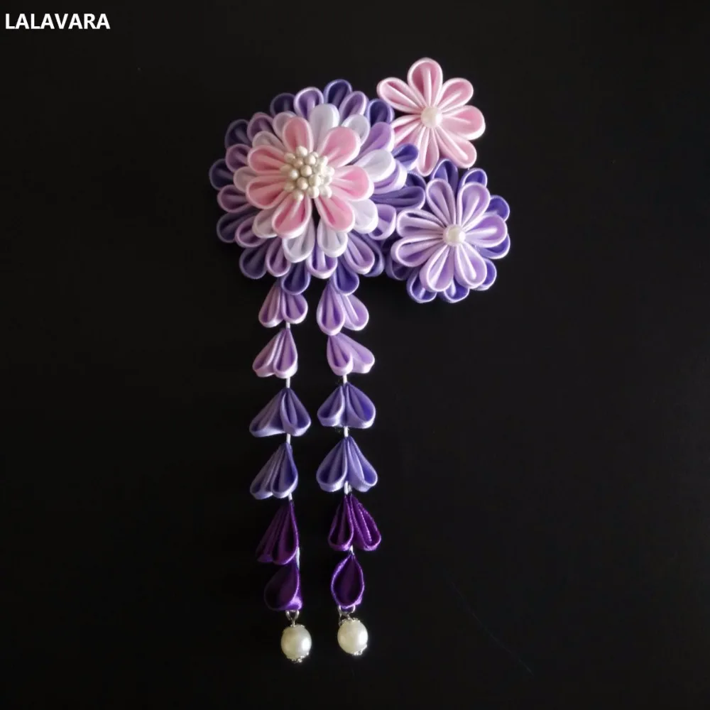 LALAVARA 2 шт. Сакура канзаши шпильки красивых водопадов свадебные аксессуары для