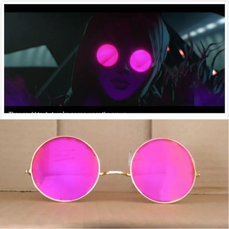 LOL S8 K/DA группа Evelynn Фиолетовый Красный Солнцезащитные очки Косплэй реквизит