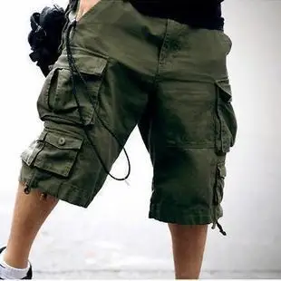Горячие Топ камуфляж карго шорты мужские комбинезоны повседневные шорты, Военный камуфляж мужские шорты камуфляж шорты бермуды 3XL - Цвет: Армейский зеленый