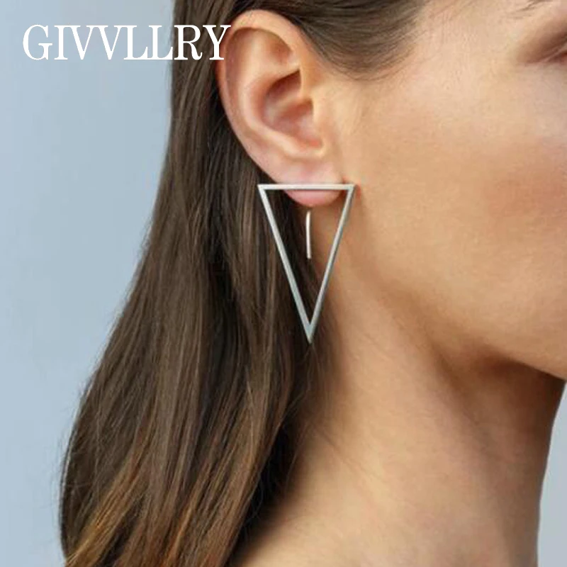 

GIVVLLRY Minimalist Hollow Triangle Earrings Fashion Jewelry Simple Creative Gold Silver Color Geometric Stud Earrings for Women