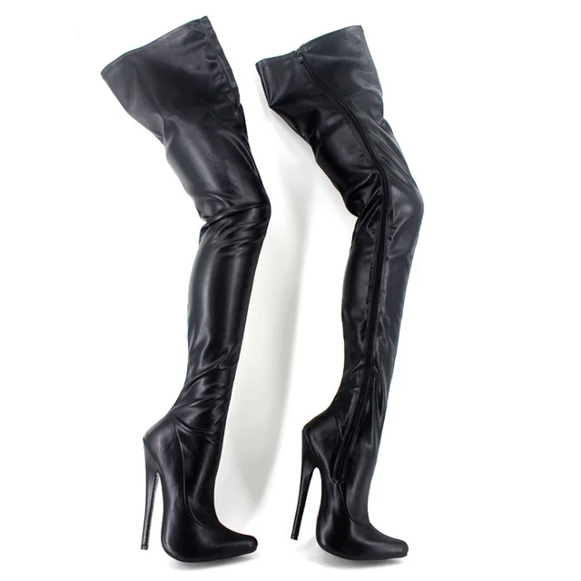 Classique 18 cm Haute Talons Bout Pointu Cuissardes Femmes Bottes Chaussures Dames Partie de Soirée Chaussures