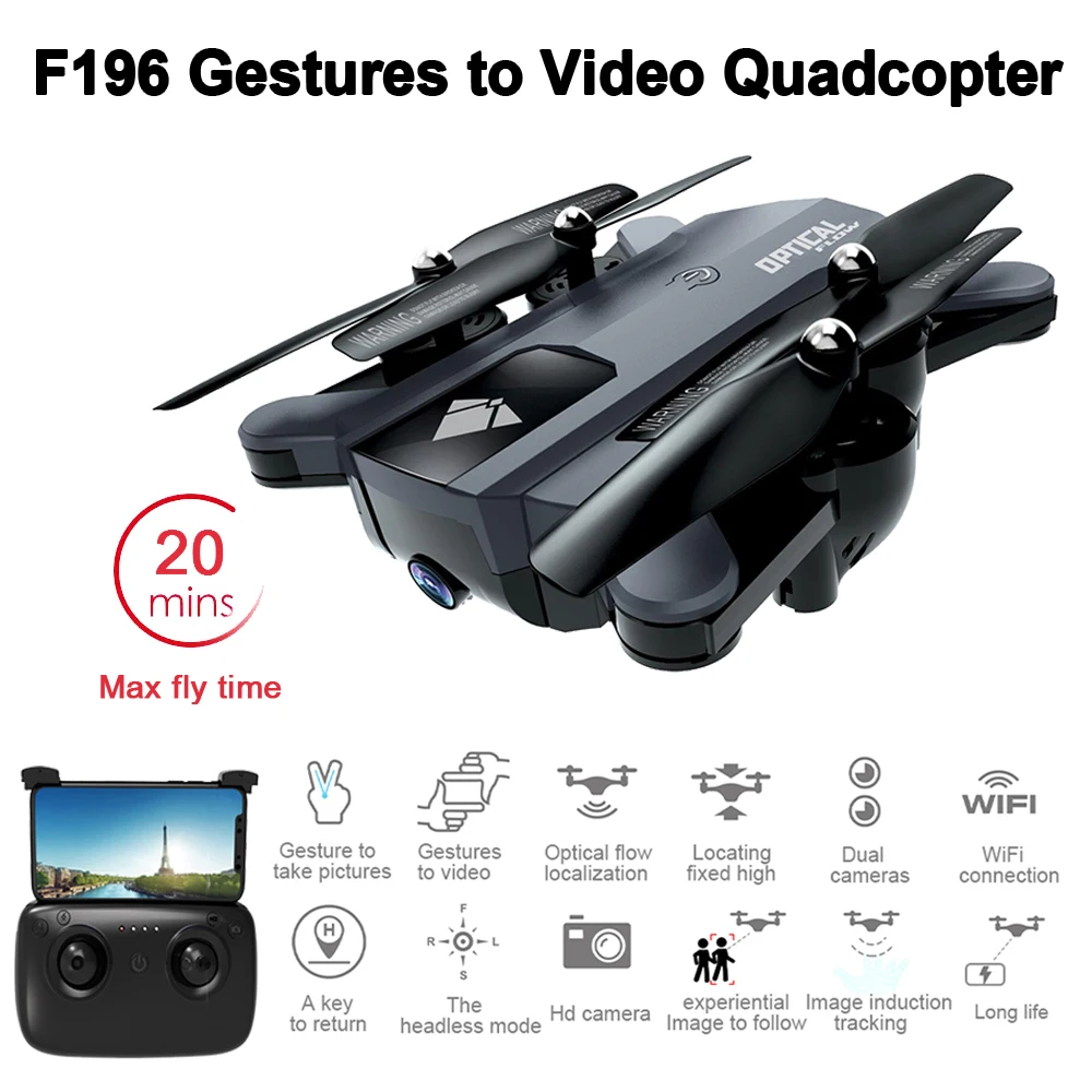 

Foldable RC Drone with 2MP HD Camera Optical Flow Localization 20mins Flight Time Mini RC Quadcopter Helicopter VS SG700 XS809S