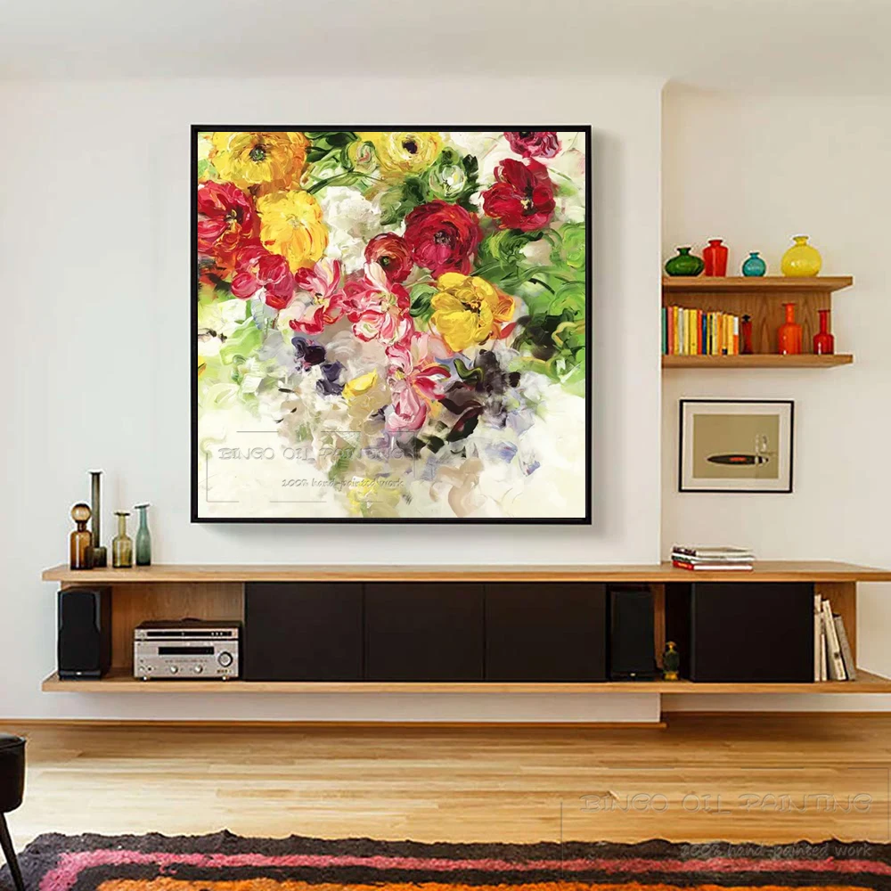 Ручная роспись высокого качества виды импрессионистской цветочной живописи на холсте ручной работы Цветы Живопись для декора гостиной