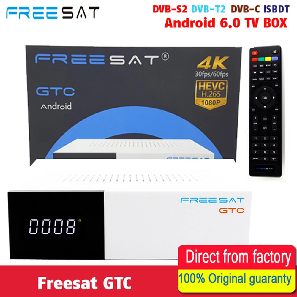 

Freesat GTC Satellite Receiver DVB-S2 DVB-C DVB-T2 ISDB-T 2GB RAM 16GB ROM Wifi 2.4G+BT4.0 Amlogic S905D Top set box android 6.0