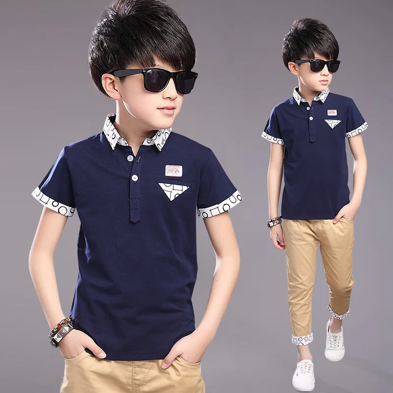 Boys Clothes Summer Children Clothing Teenage Boy Short Sets Polo Shirt+ Pant Boys Set Kids