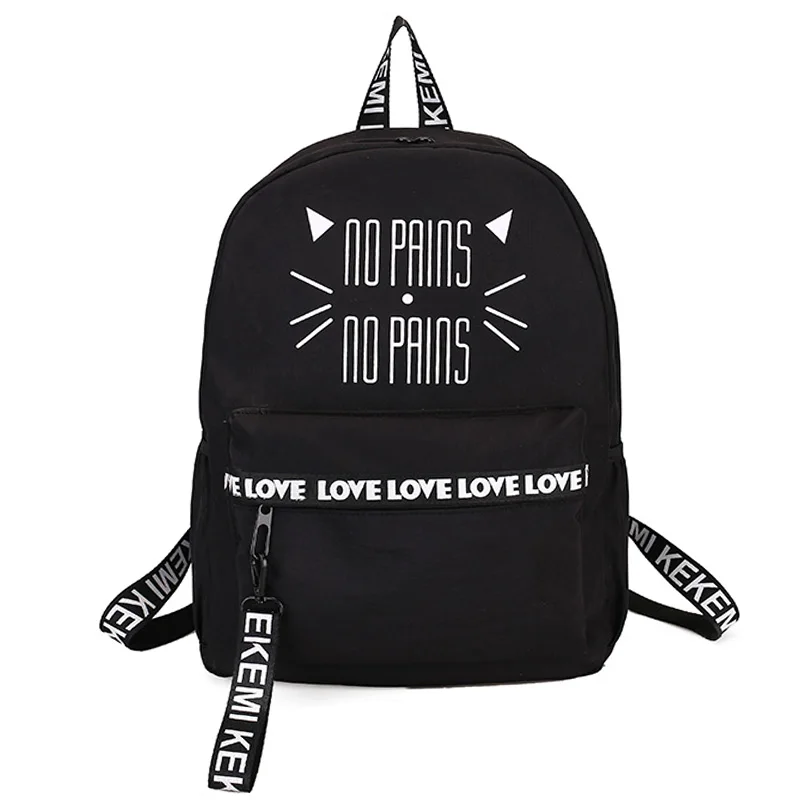 

The 2018 Korean version of the new art port style high school students nylon shoulder backpack kitten schoolbag computer bag