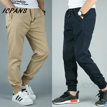 ICPANS Men Pant Cargo Joggers Cotton Elastic Jogger Men Casual Pants Khaki Black Mens Trousers Summer 2019 Plus Size XXXL 