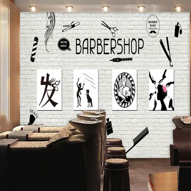 photo wallpaper barber shop image wall background decoration