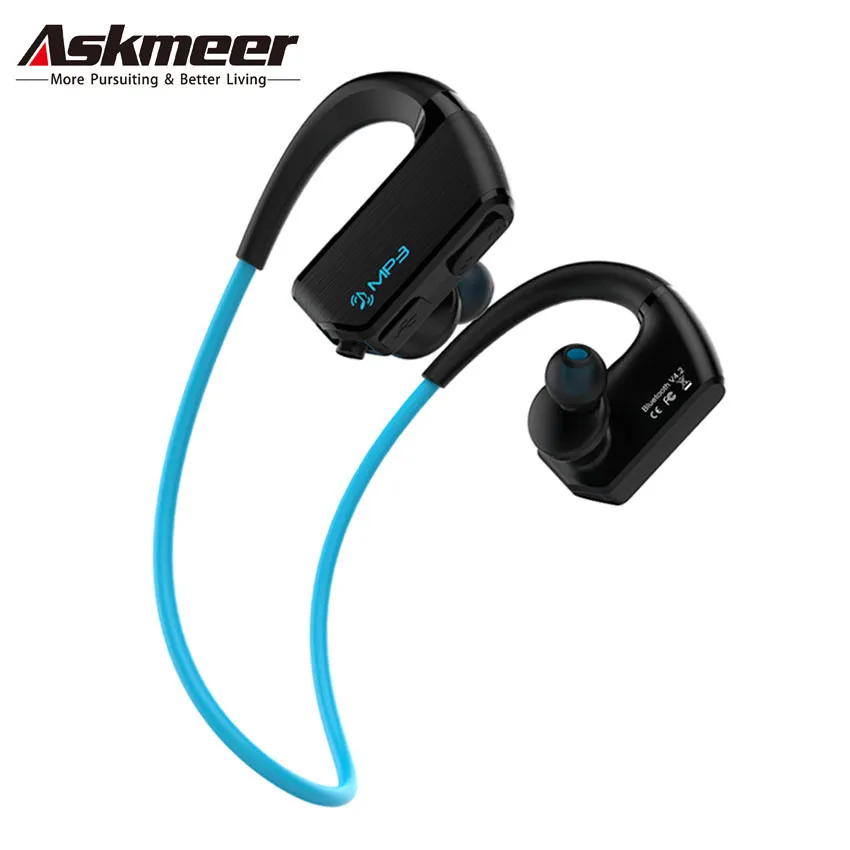 Askmeer 8G анти-пот Mp3 музыкальный плеер+ Беспроводная Bluetooth гарнитура с микрофоном спортивные наушники для бега наушники для телефона - Цвет: Blue No Retail Box