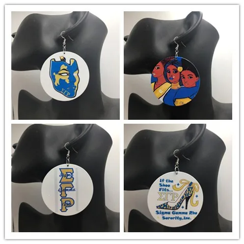 

Free Shipping!Sigma Gamma Rho wooden earrings can mixed 4 designs