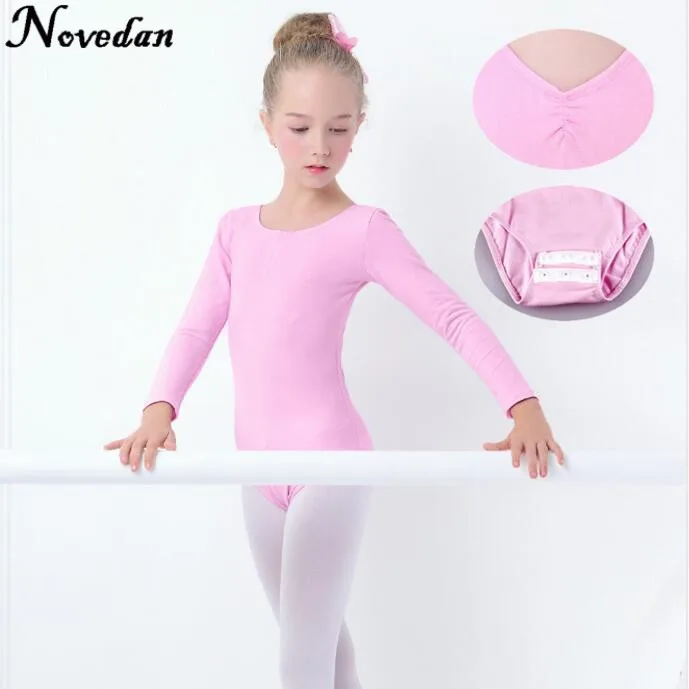 Детские черные и розовые хлопковые трико с короткими/длинными рукавами; одежда для балета и танцев для девочек; одежда для спортивной гимнастики