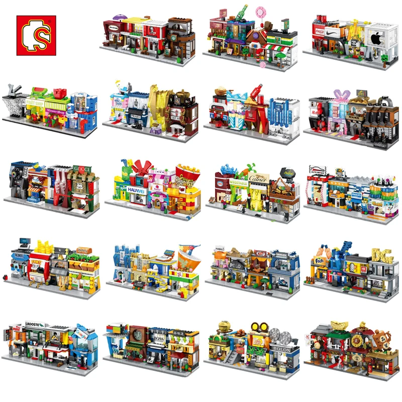 

Sembo Mini City Street Pizza Hut Shop Store China Town Set 3D Model Blocks Building Toy compatible Legoings