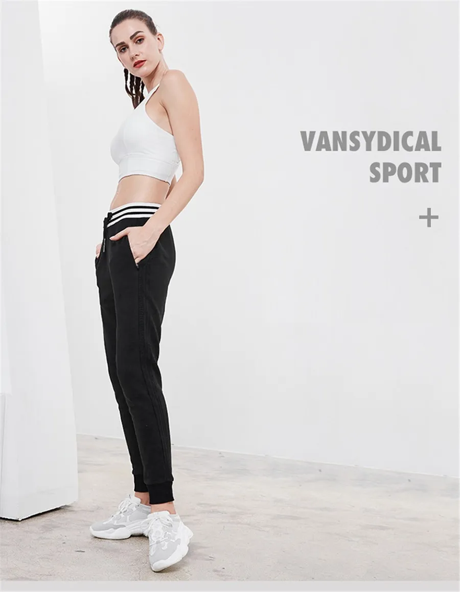 Vansydical, женские хлопковые спортивные слаксы, на завязках, для бега, узкие, для йоги, для бега, дышащие, для фитнеса, тренировки, спортивные штаны