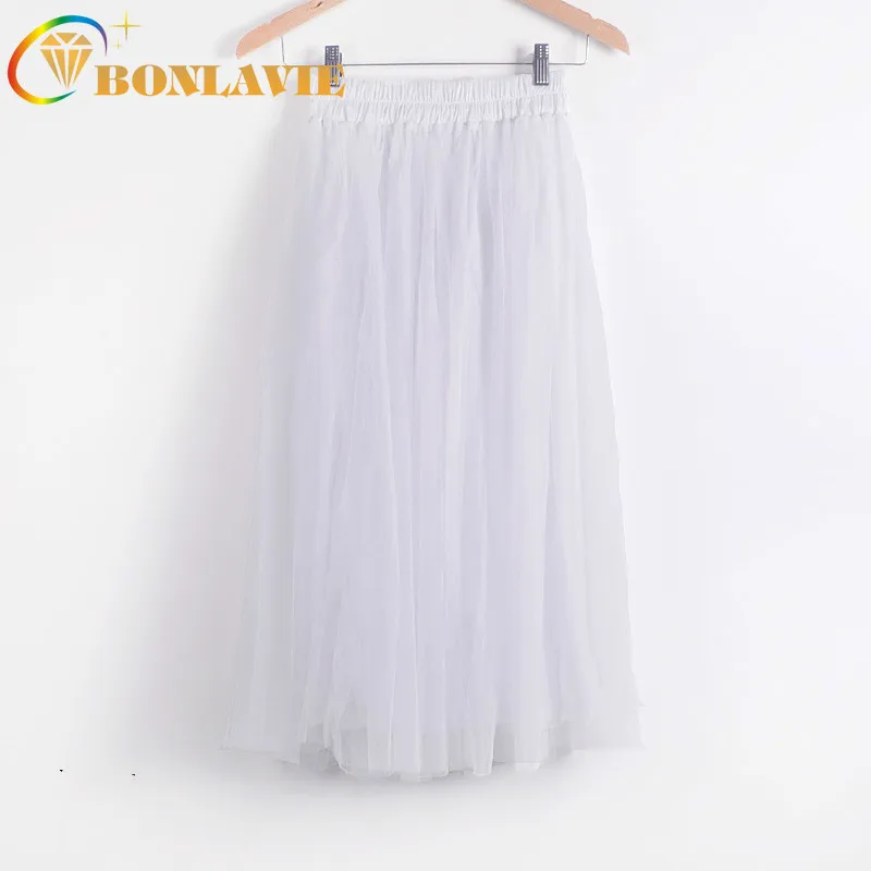 Women Skirt Two Layer Solid Color Big Size Yarn Out Ball Gown Loose Skirt Empire Double Grenadine Skirt Plus Size Skirts