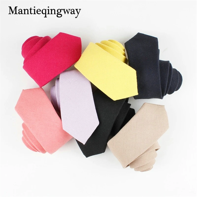 

Mantieqingway Casual Narrow Neck Ties For Mens Cotton Solid Color Black Necktie for Wedding 6cm Gravata Slim Masculina Neck Tie