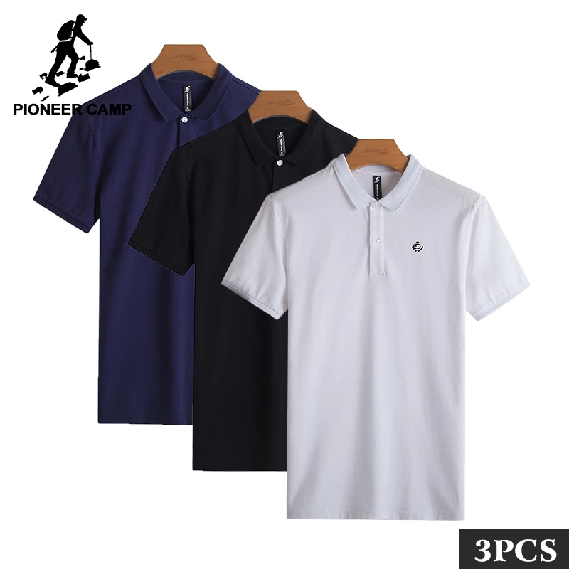 

Pioneer Camp 3 pack promotion Polo Shirt Men quality 100% cotton Mens Polo Shirt Short Sleeve casual Summer Polo Shirt Male
