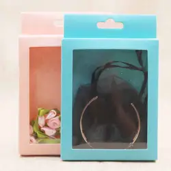 Zerong шкатулка с прозрачным окном из ПВХ Diy Розовый/Синий бумага подарочная коробка с конфеты вешалка/свадьба/ браслеты/Ювелирные изделия