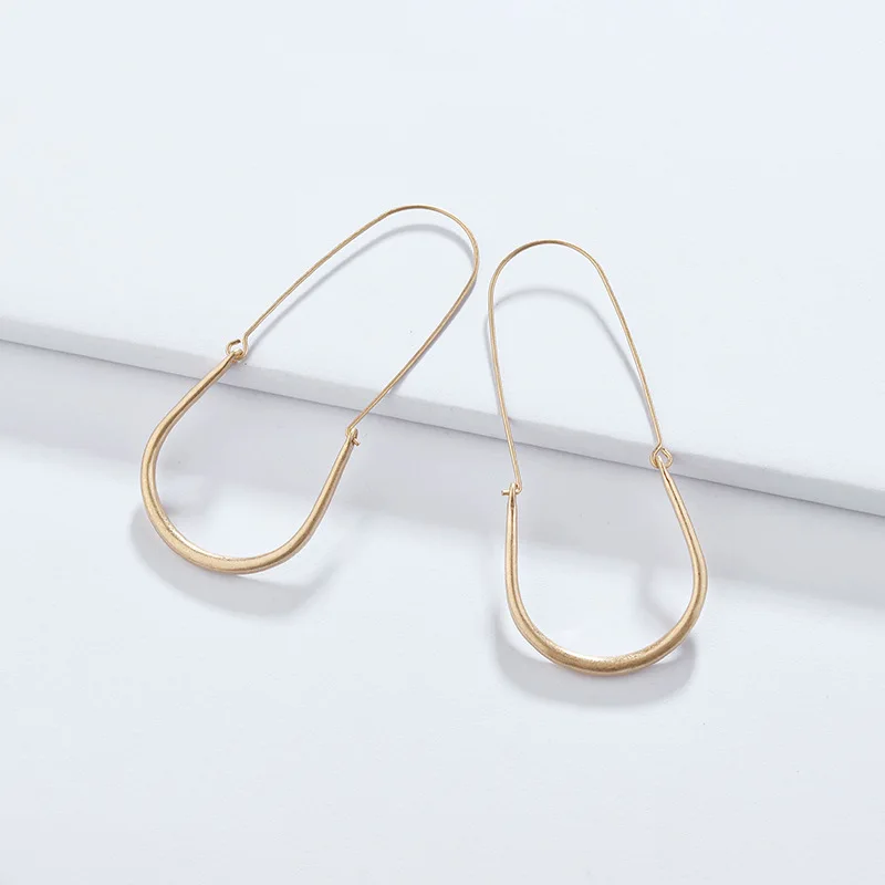 

ZWPON 2018 New Gold Line Simple U Shape Hope Earrings for Women Fashion Jewelry Big Earrings Wholesale