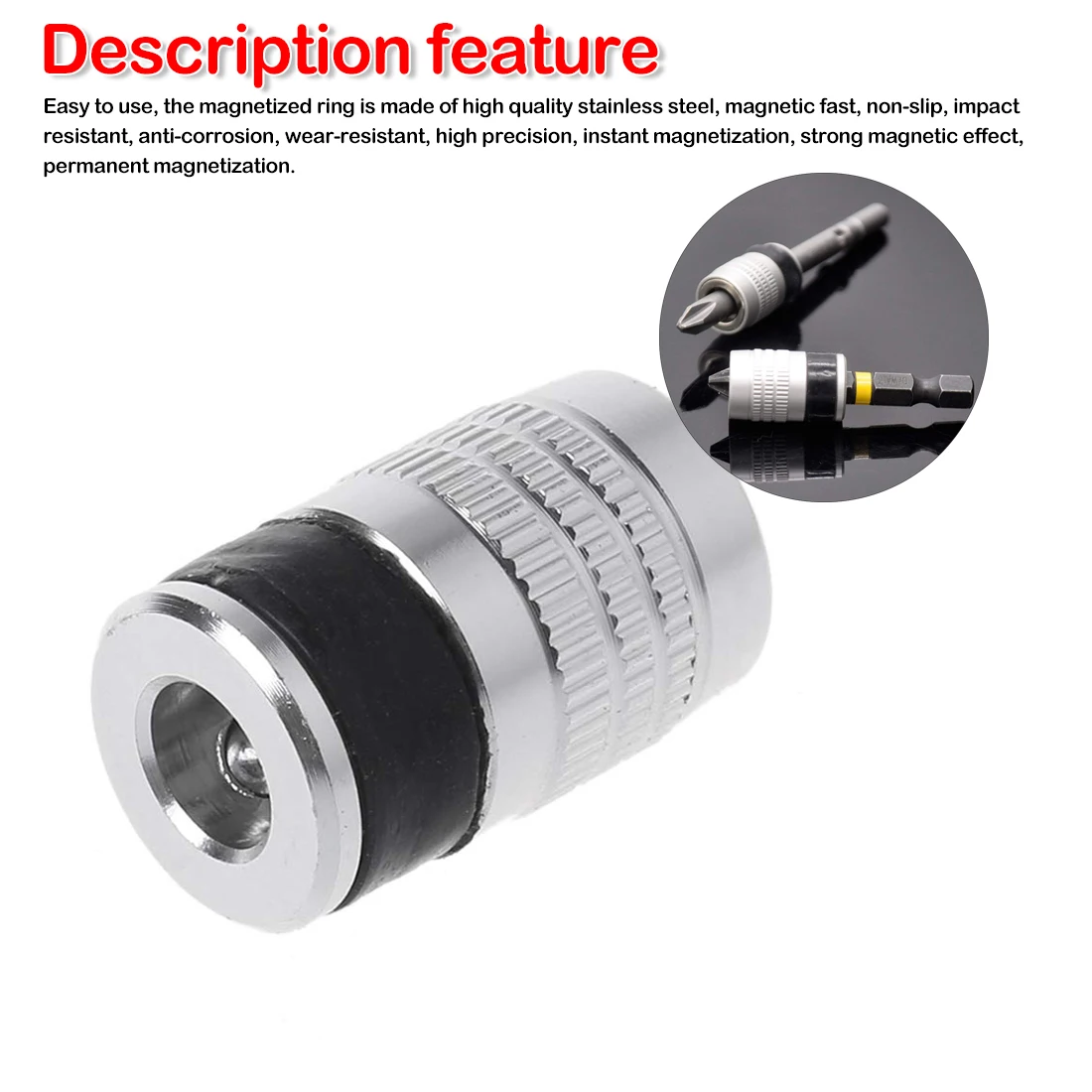 

Electric Phillips Screwdriver Bits Magnetic Ring 1/4" 6.35mm Metal Strong Magnetizer Screw