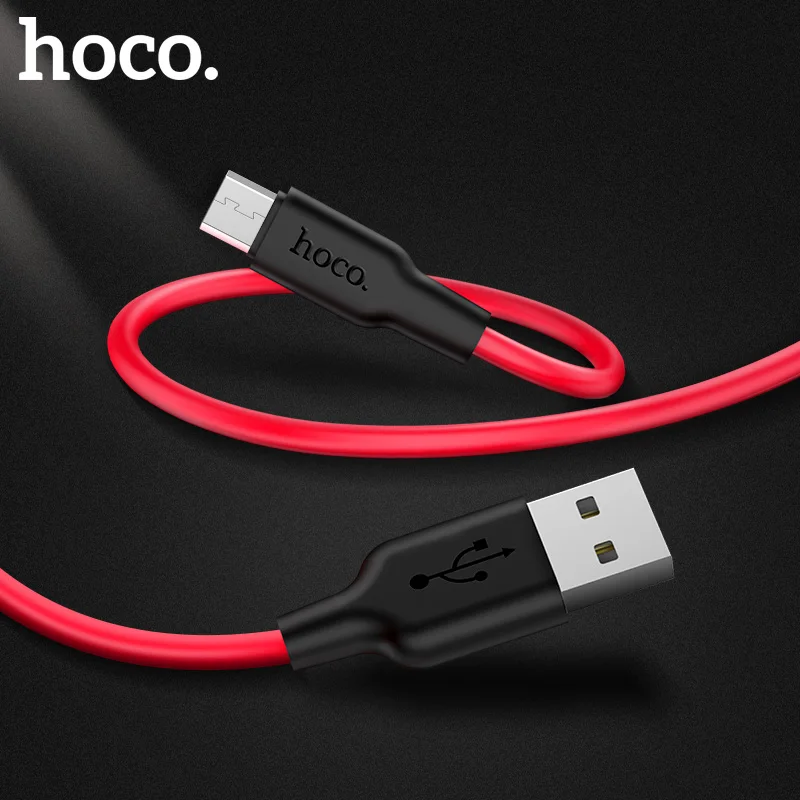 HOCO Silicone Micro USB Cable 2m 1m 5V2A Fast Charger USB Data Cable For Samsung Xiaomi Huawei Mobile Phone Cables for Android