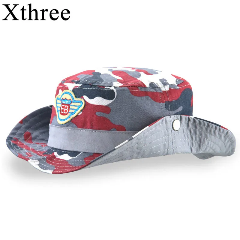 Новинка хлопковая летняя кепка Xthree детская камуфляжная Панама Ковбойская шапка