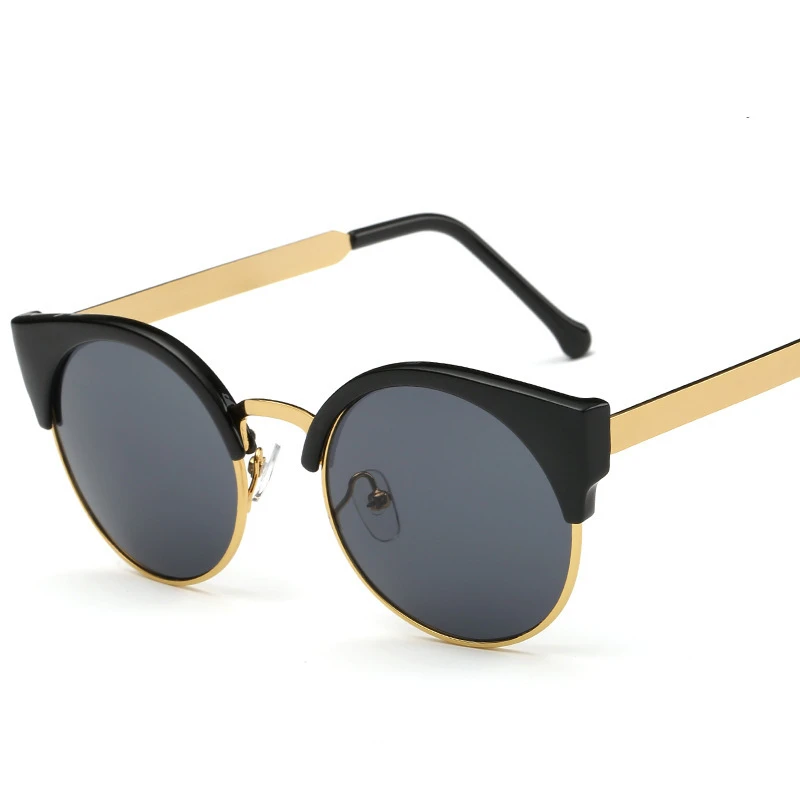 

Fashion Women Cat Eye Sunglasses Half Frame Round Eyeglasses Sexy Cat Eye Vintage Glasses Frames Brand Designer Eyewear UV400