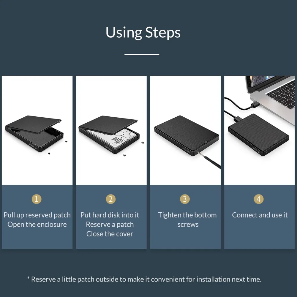 ORICO 2.5 inch HDD Case SATA to USB 3.0 HDD SSD Case for Samsung Seagate SSD 2TB 4TB Hard Disk Drive Box External HDD Enclosure