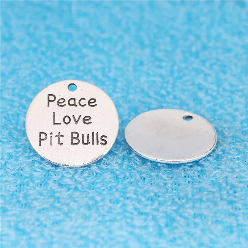 10 шт. 22 мм брелоки с надписью Peace Love Pit Bulls DIY ювелирные подвески из сплава ручной
